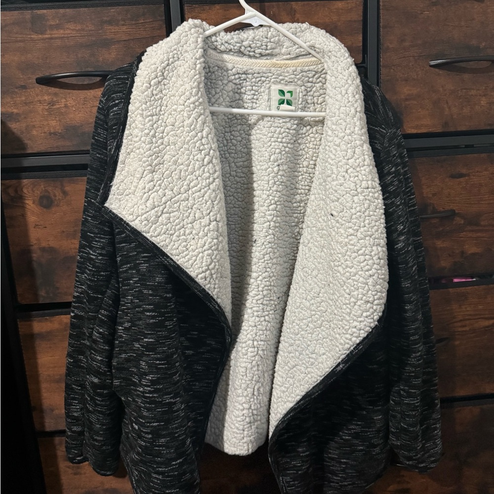 Green Tea Warm Sherpa lined Cadigan L